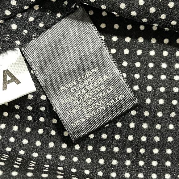 Ann Taylor Blouse Women Size M Black White Polka Dots Lace Detail Long Sleeves - Picture 4 of 5